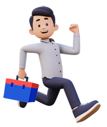 Man running with toolbox